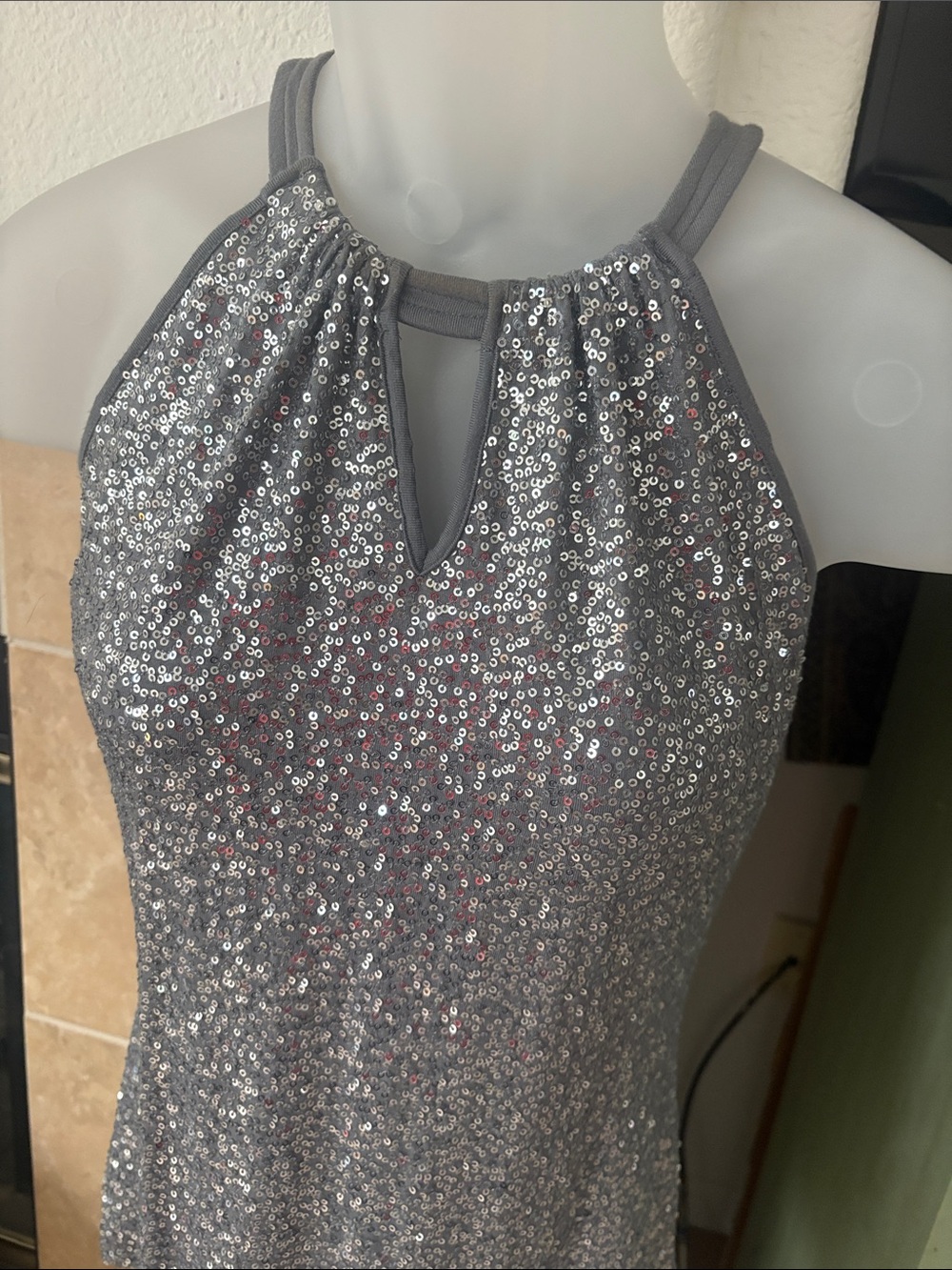 INC International Concepts Silver Sequin Halter Tank Top - Picture 4 of 5